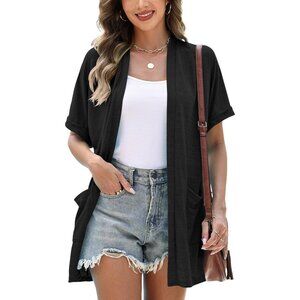 Women's Short Sleeve Cardigan 2026 Summer Fashion Top Casual Dressy Loose Lightw
